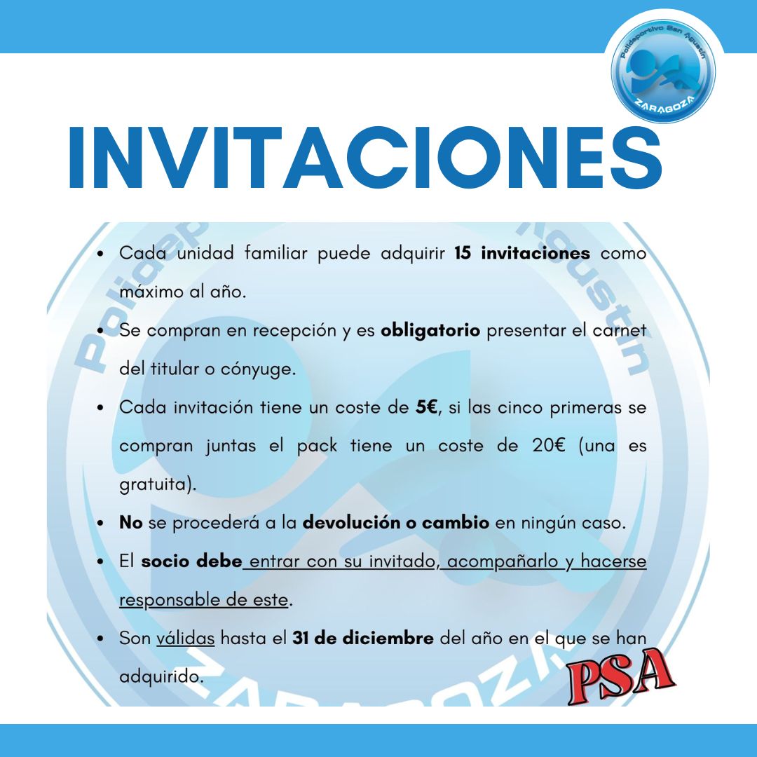 Actividad de INVITACIONES en el Polideportivo San Agustín Zaragoza