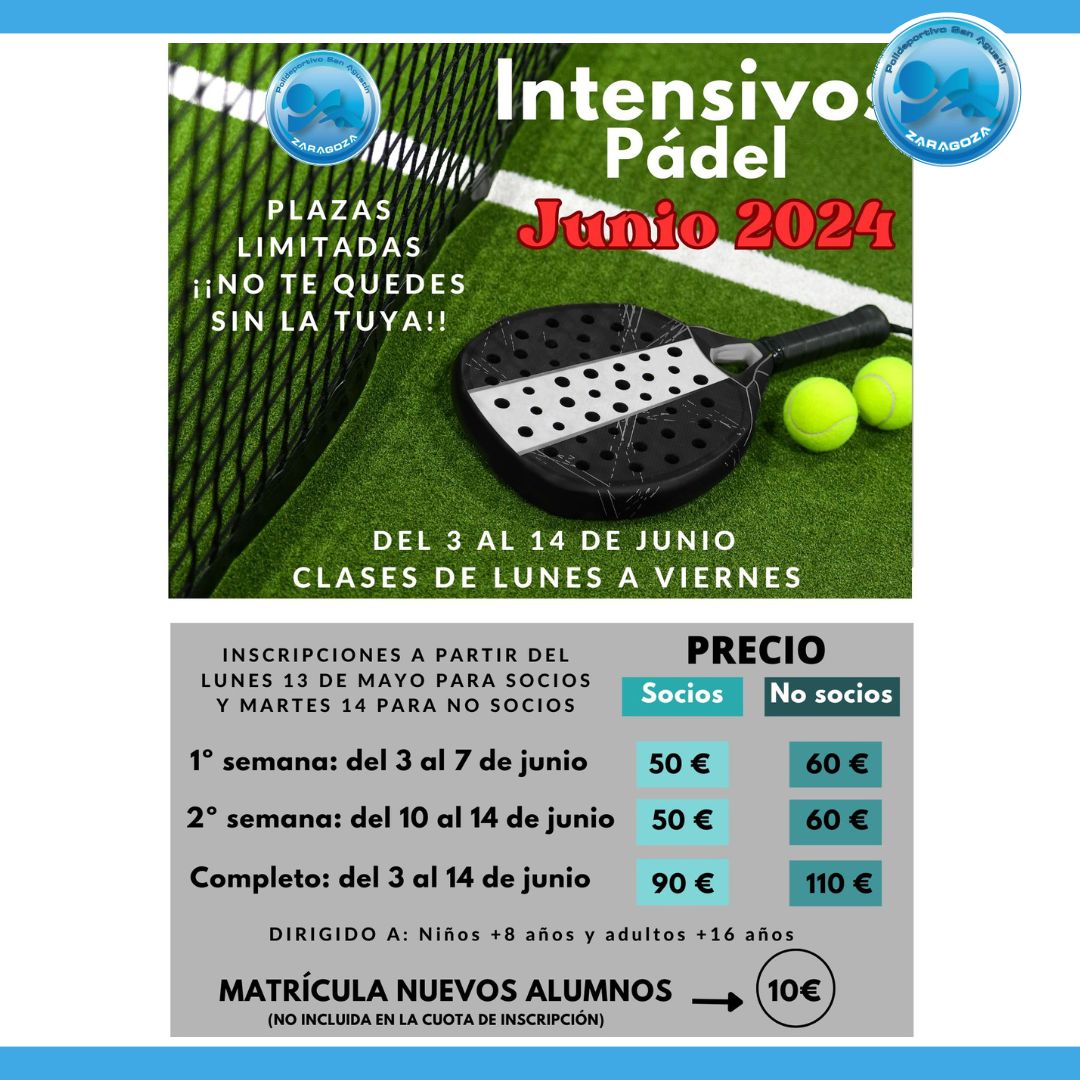 Actividad de INTENSIVOS PDEL en el Polideportivo San Agustn Zaragoza