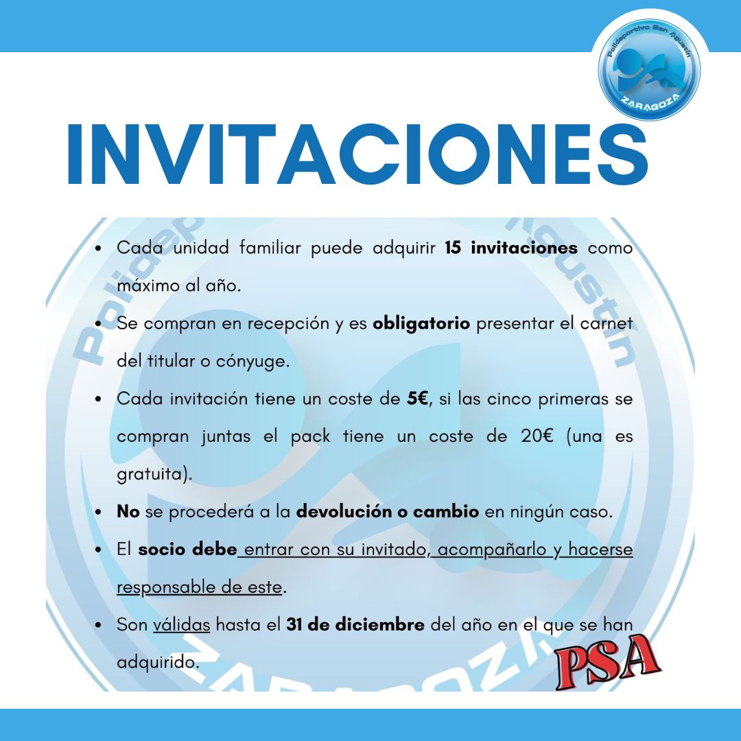 Actividad de INVITACIONES en el Polideportivo San Agustn Zaragoza