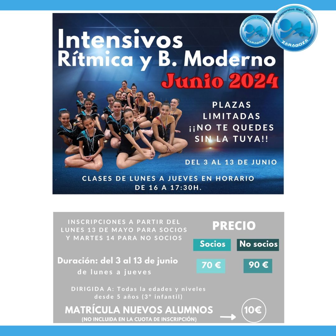 Actividad de INTNSIVOS GIMNASIA RTMICA en el Polideportivo San Agustn Zaragoza
