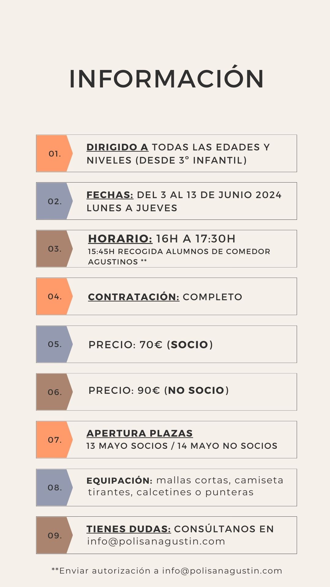 Actividad de INTNSIVOS GIMNASIA Rï¿½TMICA, para socios y usuarios del Polideportivo San Agustn Zaragoza