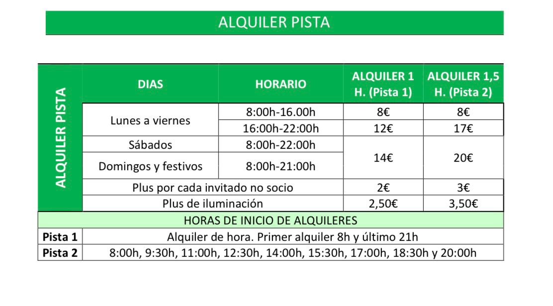 Actividad de CONUSLTA PADEL, para Socios del Polideportivo San Agustn Zaragoza