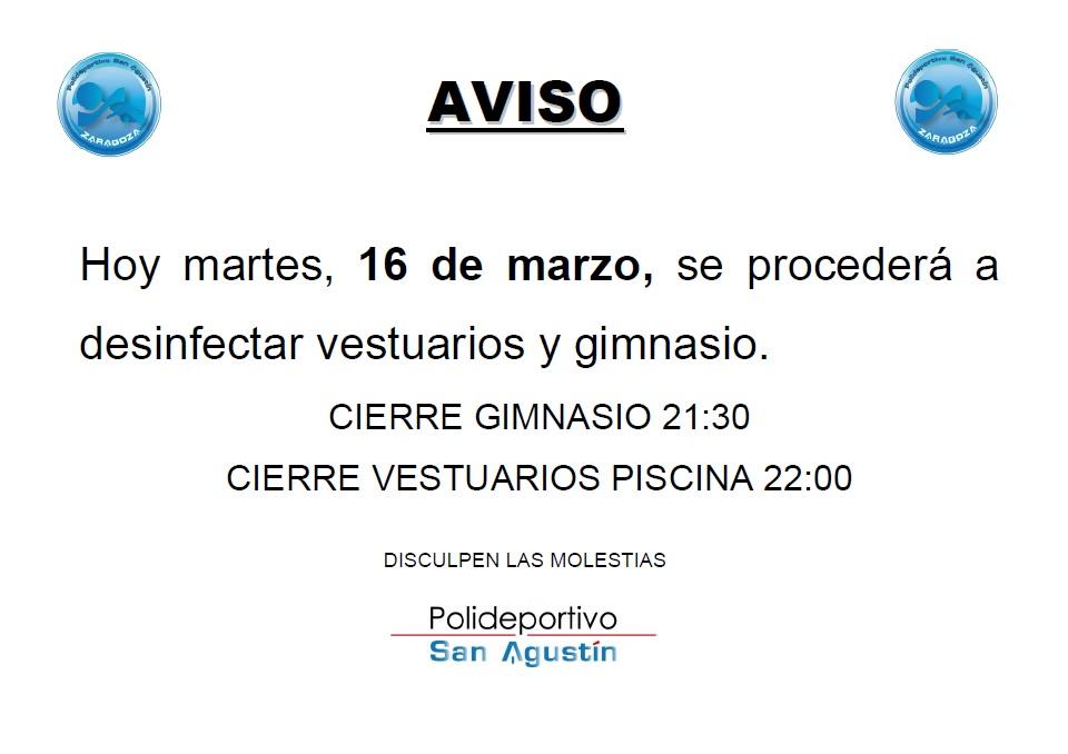 Noticia: AVISO. DESINFECCIN VESTUARIOS