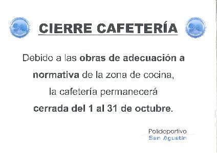 Noticia: CAFETERA CERRADA EN OCTUBRE